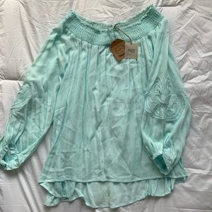 NWT KORI AMERICA Light Blue off The Shoulder